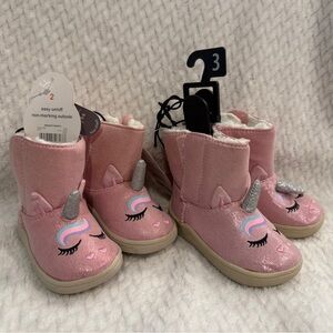 Pink Glitter Unicorn Toddler Boots